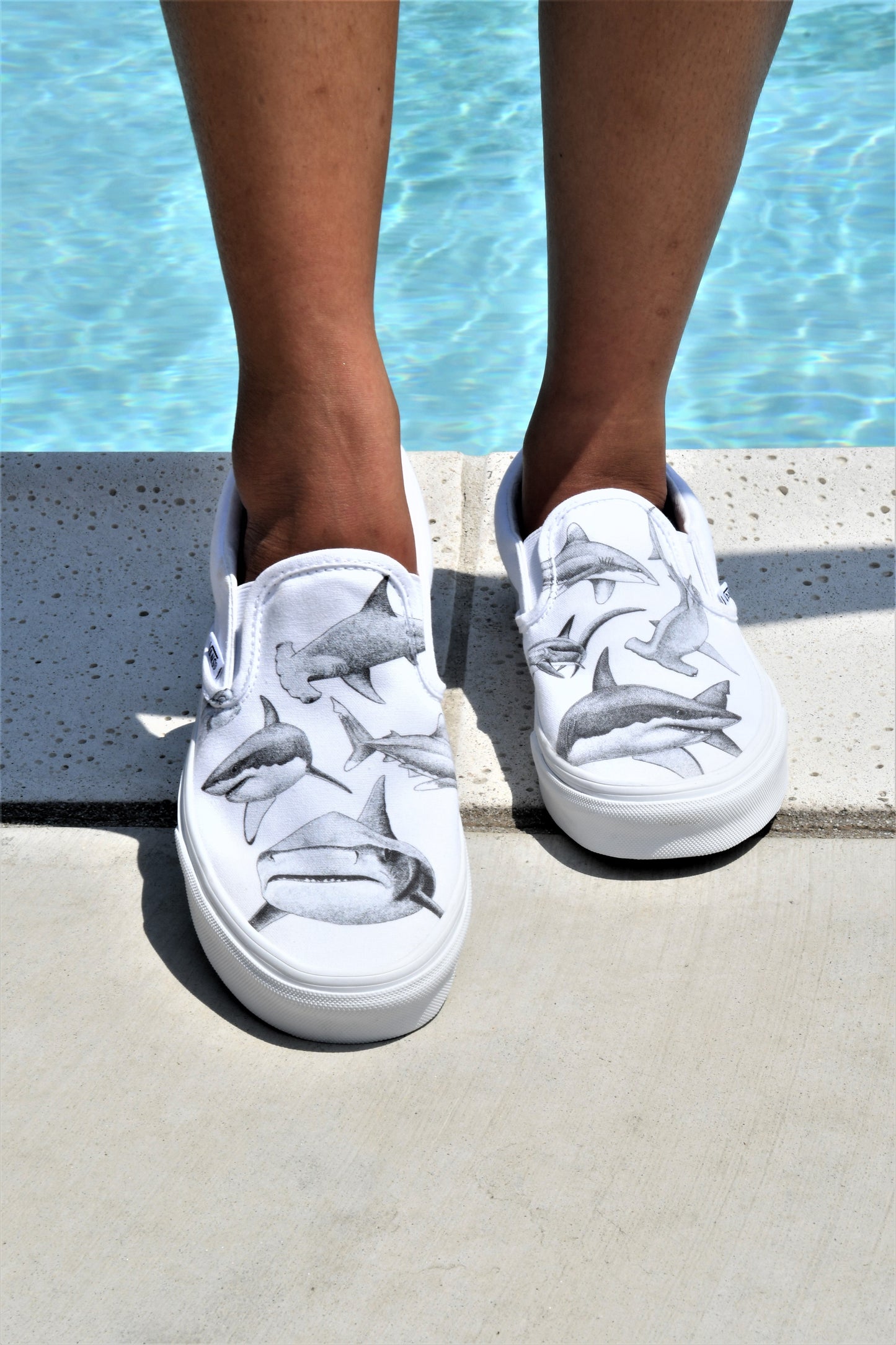 Feeding Frenzy Slip On Vans - Available in Black and White