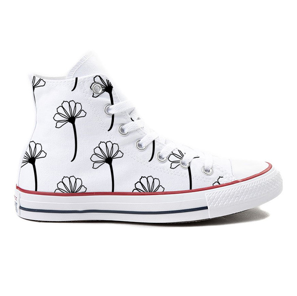 Bloom White High Top Converse Custom Converse Shoes BlvdCustom