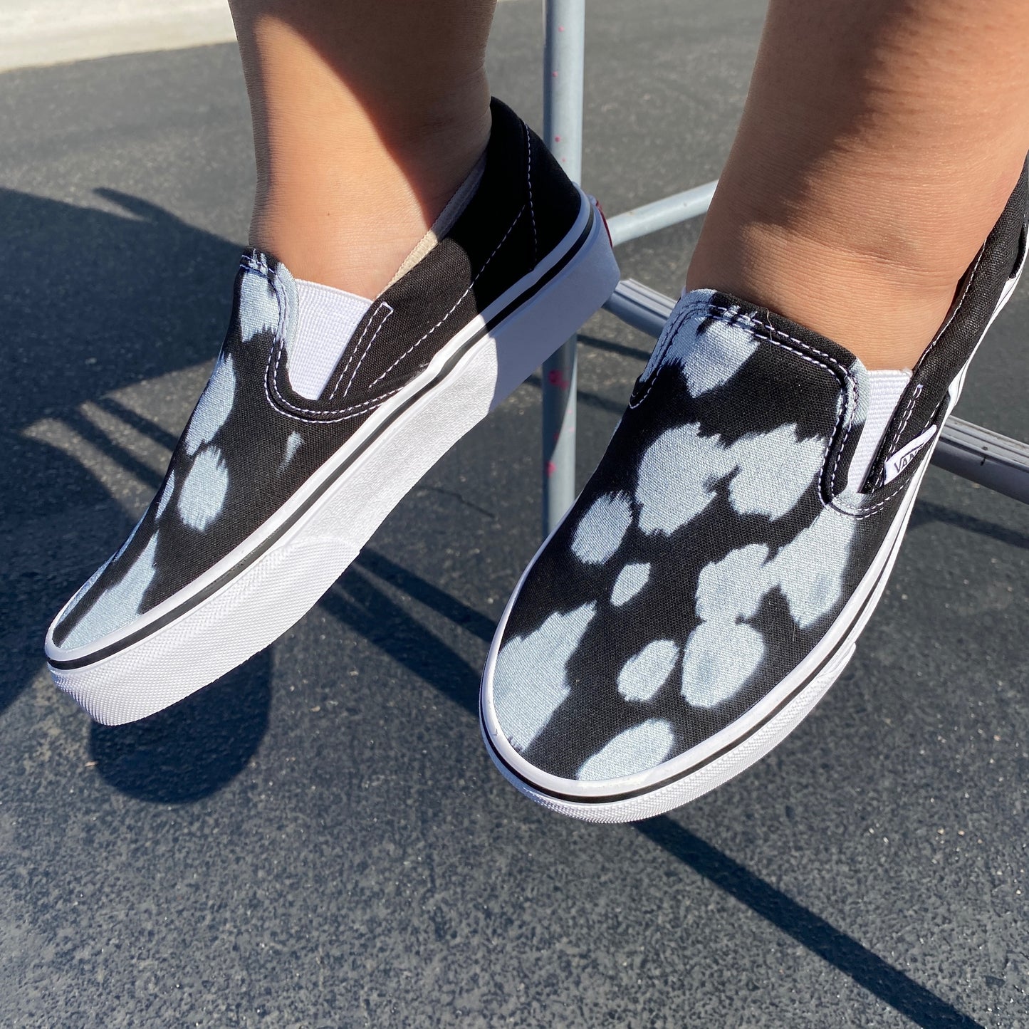 White Paint Splatter - Custom Slip On Vans