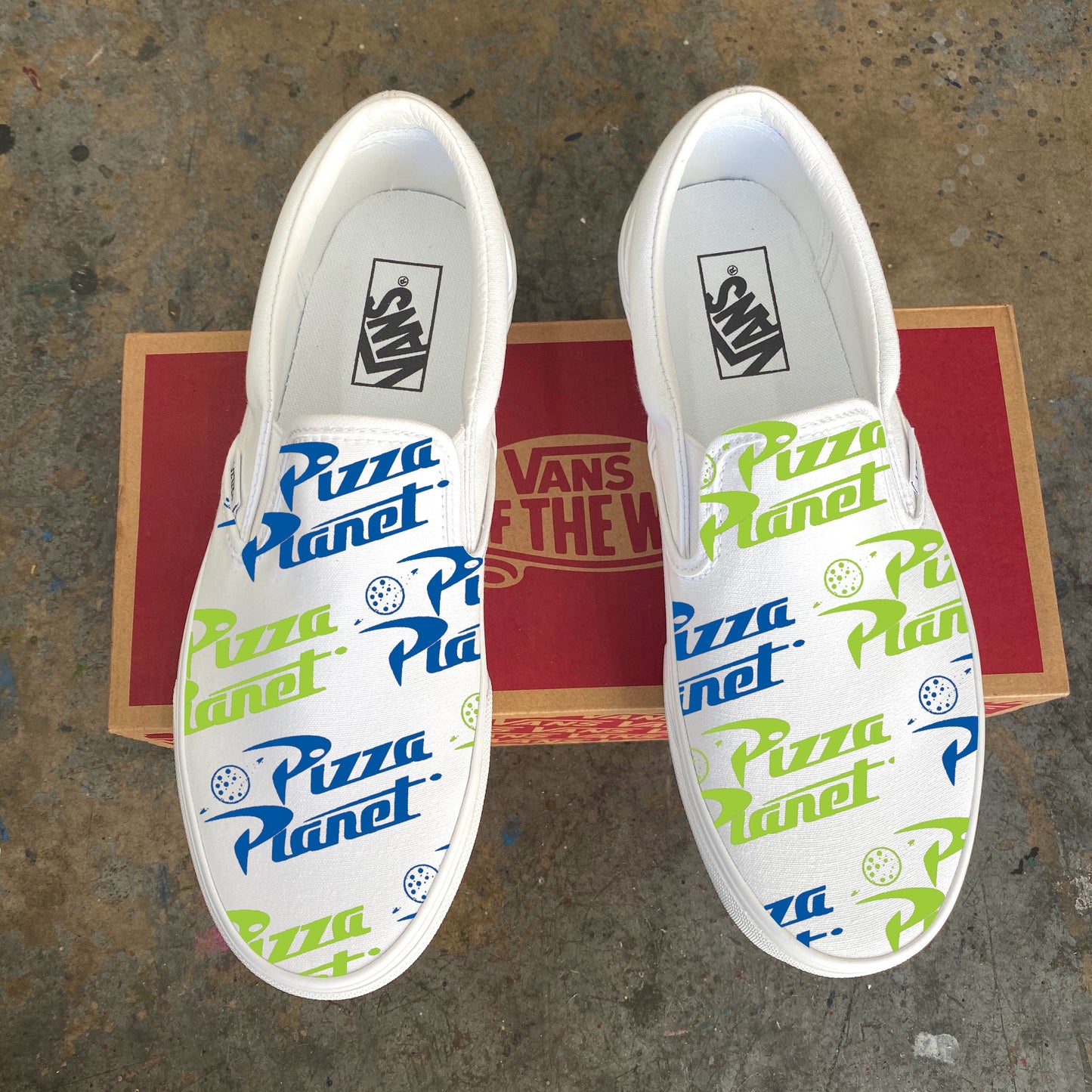 Pizza Planet Slip-Ons White