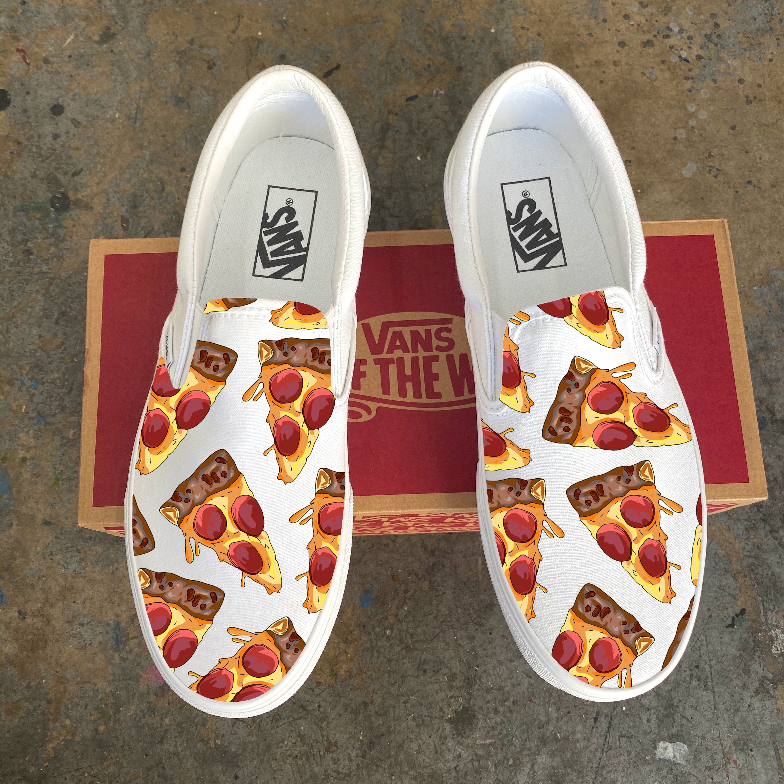 Slice O' Pizza Slip-Ons White – BlvdCustom
