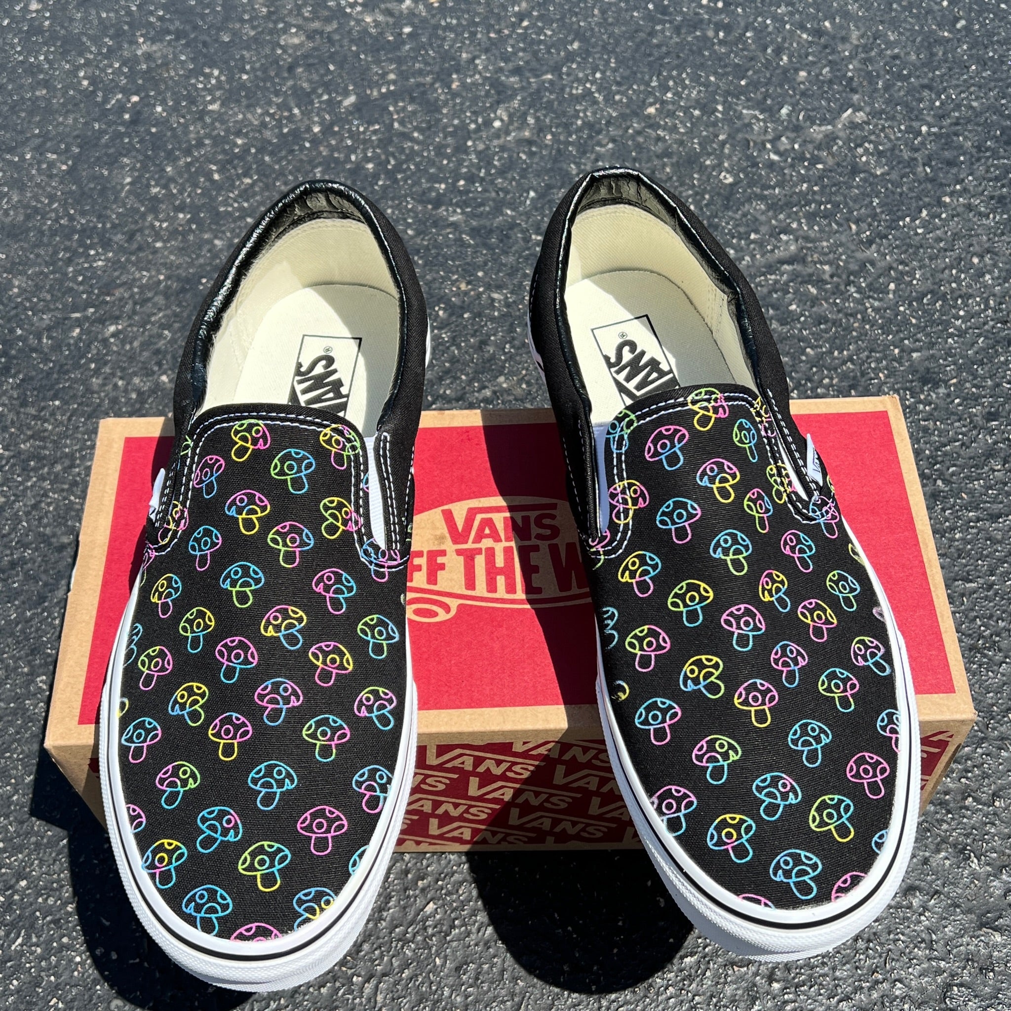 Mushroom themed custom Vans Slip On Sneakers – RAD Shirts Custom Printing