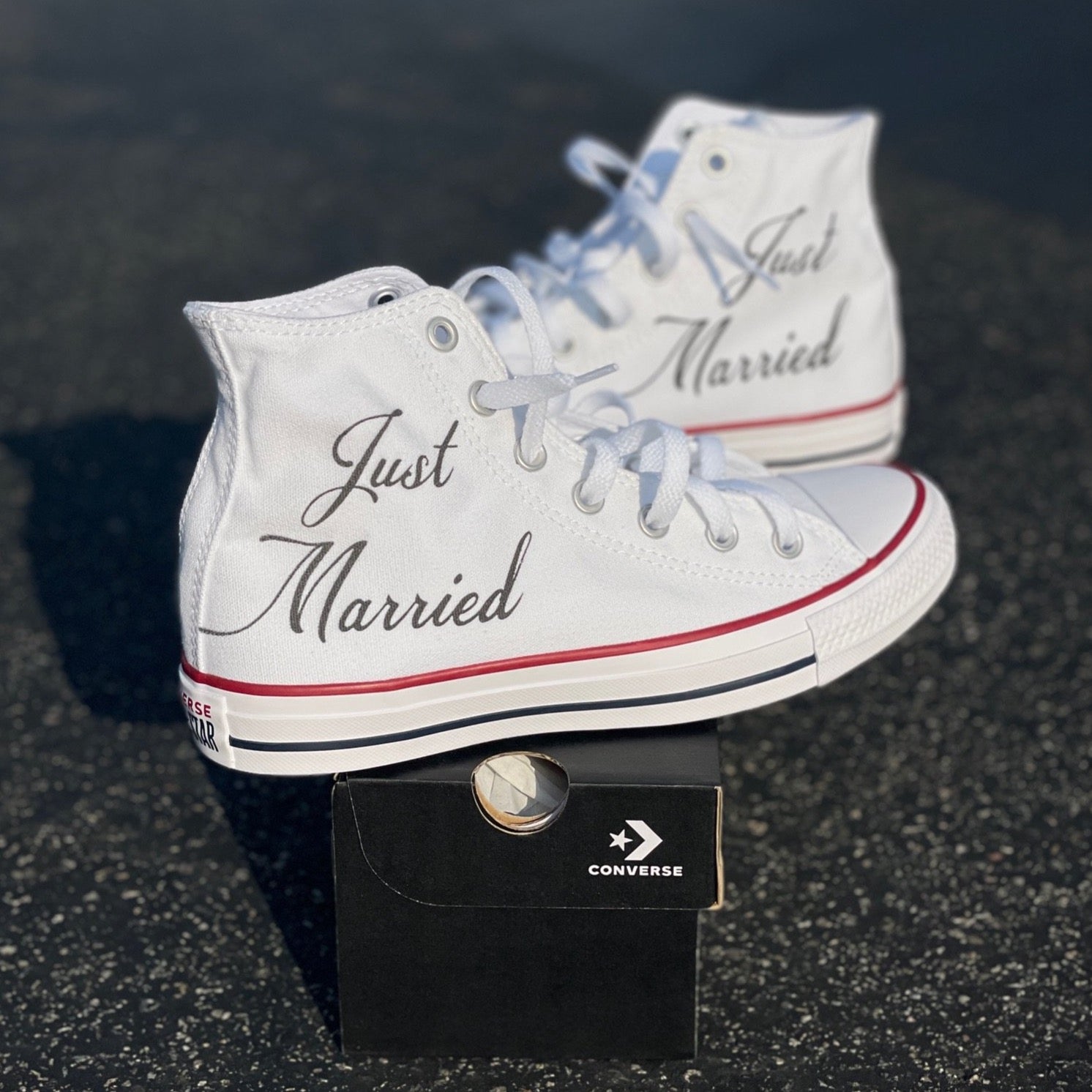 Just Married Custom Wedding High Tops – BlvdCustom
