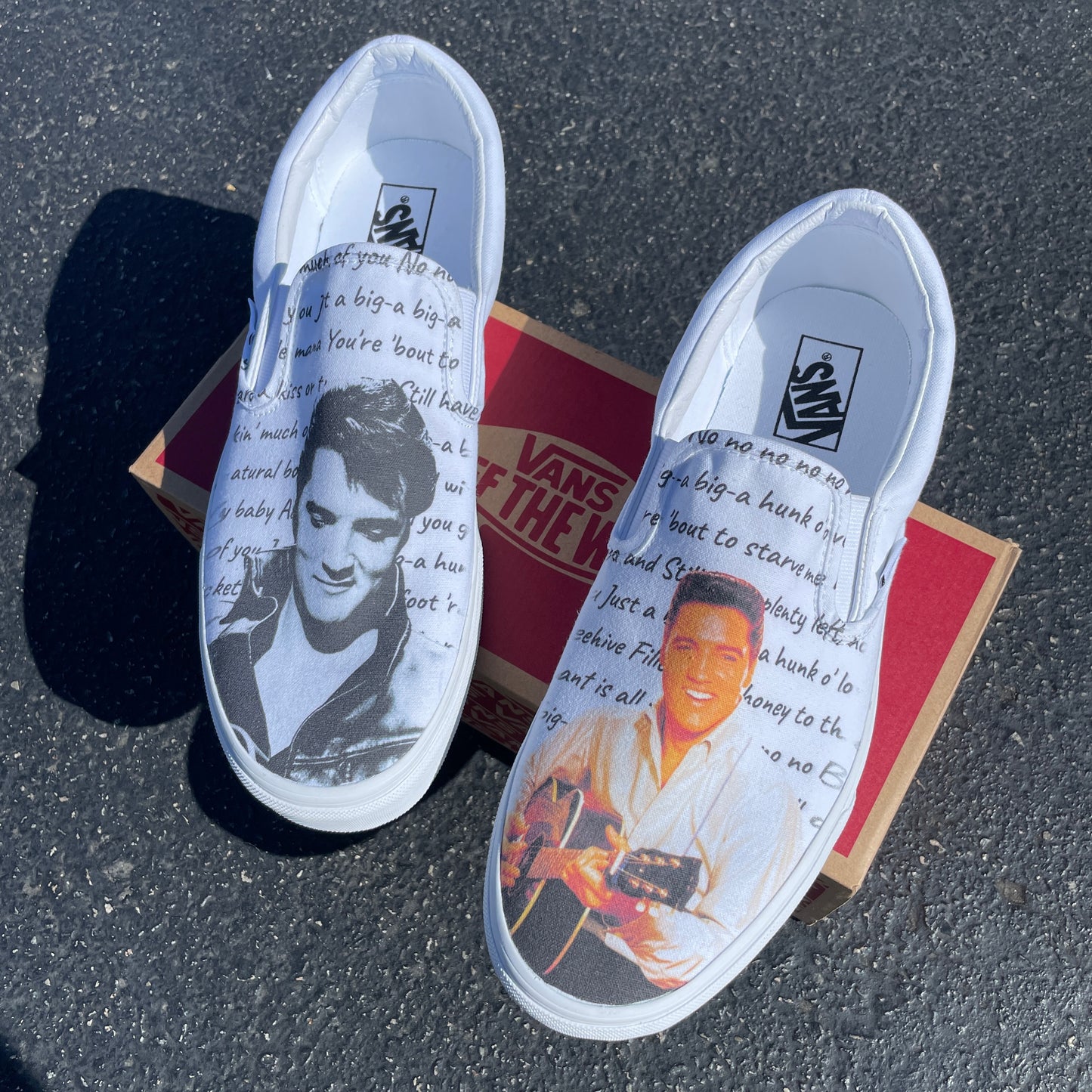 Elvis Presley Custom Shoes - White Slip Ons