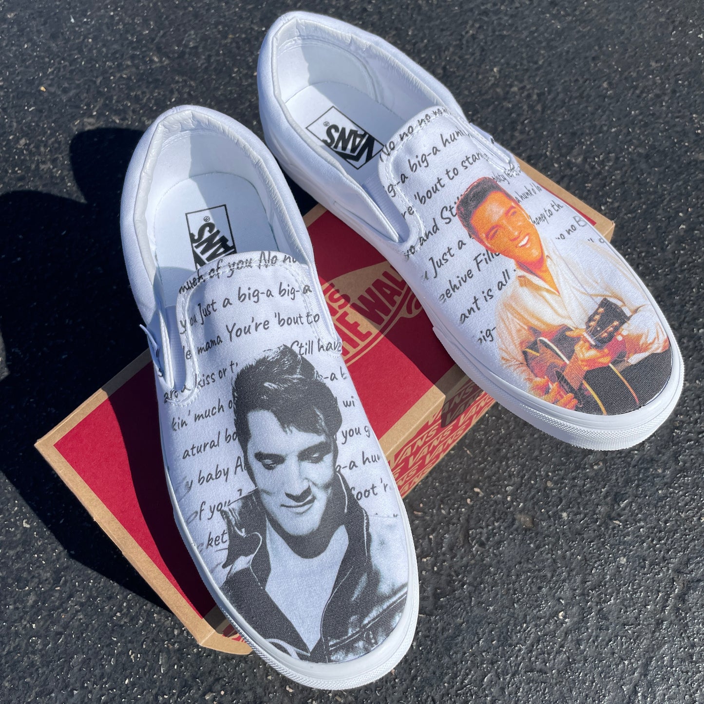 Elvis Presley Custom Shoes - White Slip Ons