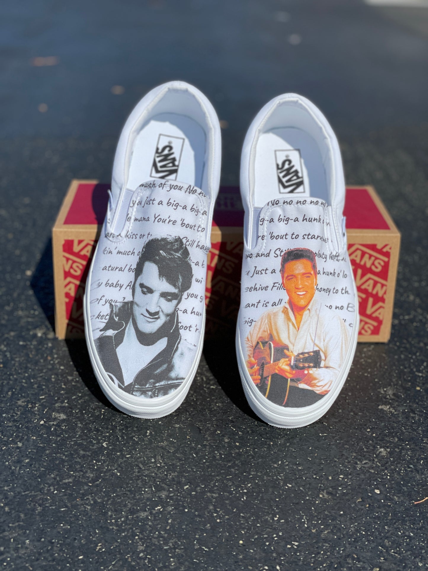 Elvis Presley Custom Shoes - White Slip Ons