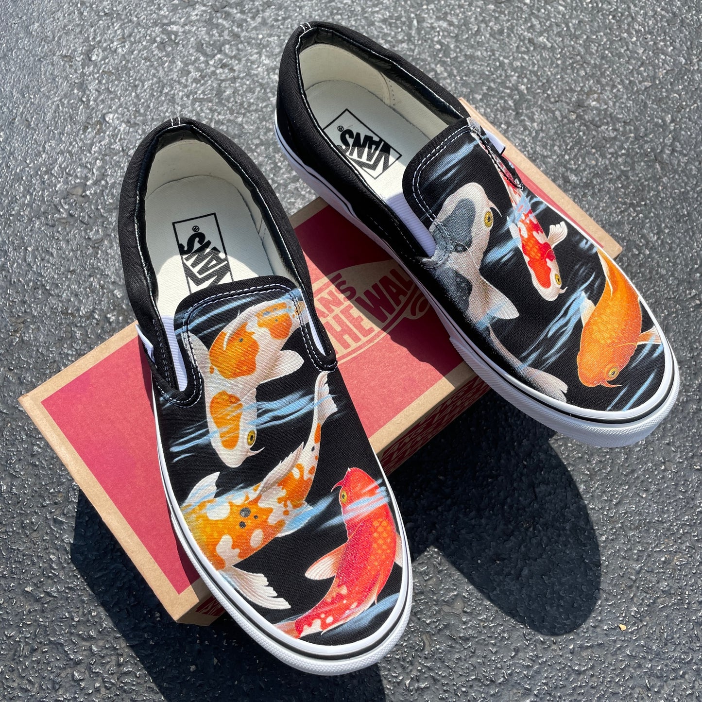 Koi Fish - Black Slip On Vans