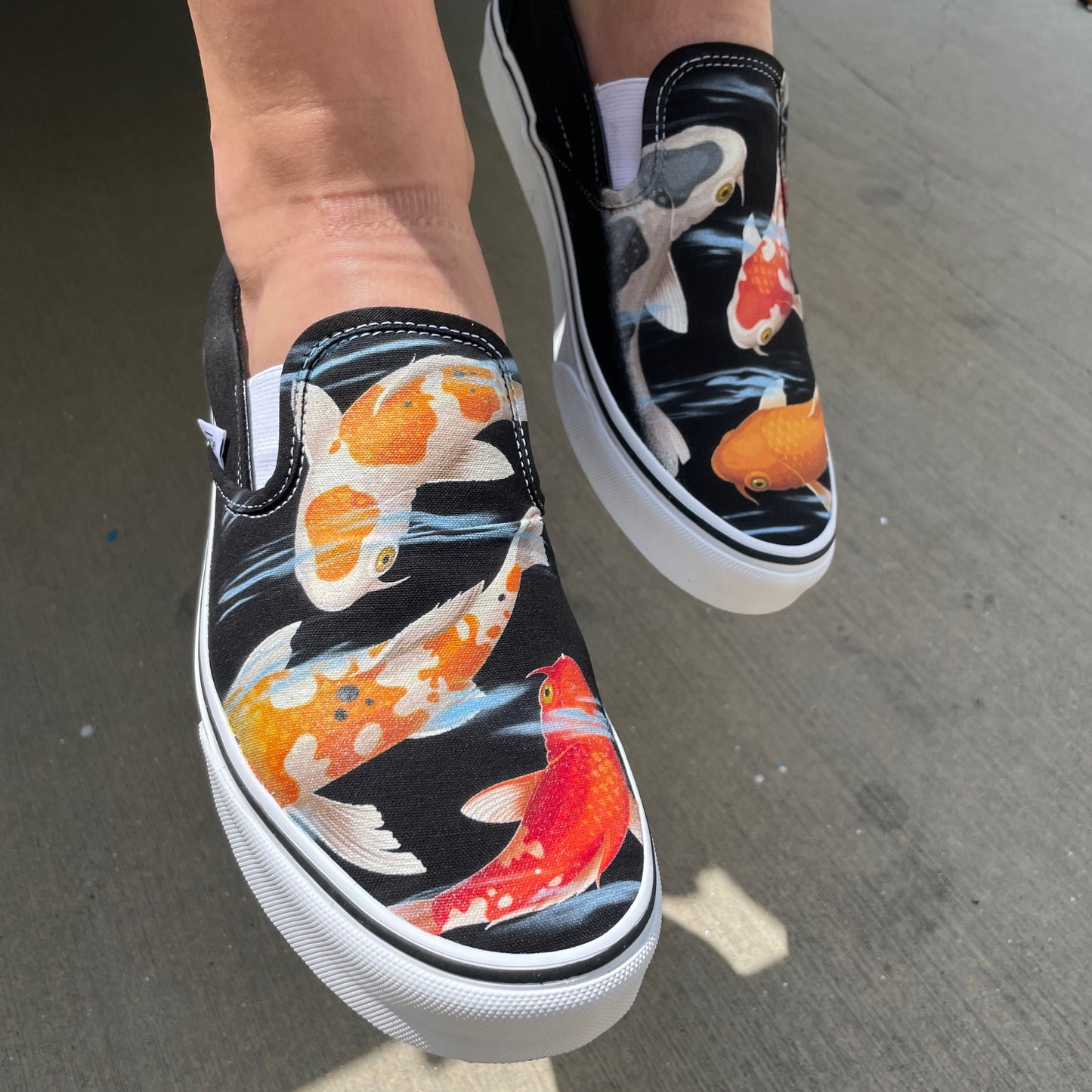 Koi Pond - Black Slip On Vans