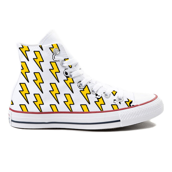 sagde Bliv oppe Kammer Lightning Bolt White High Tops – BlvdCustom