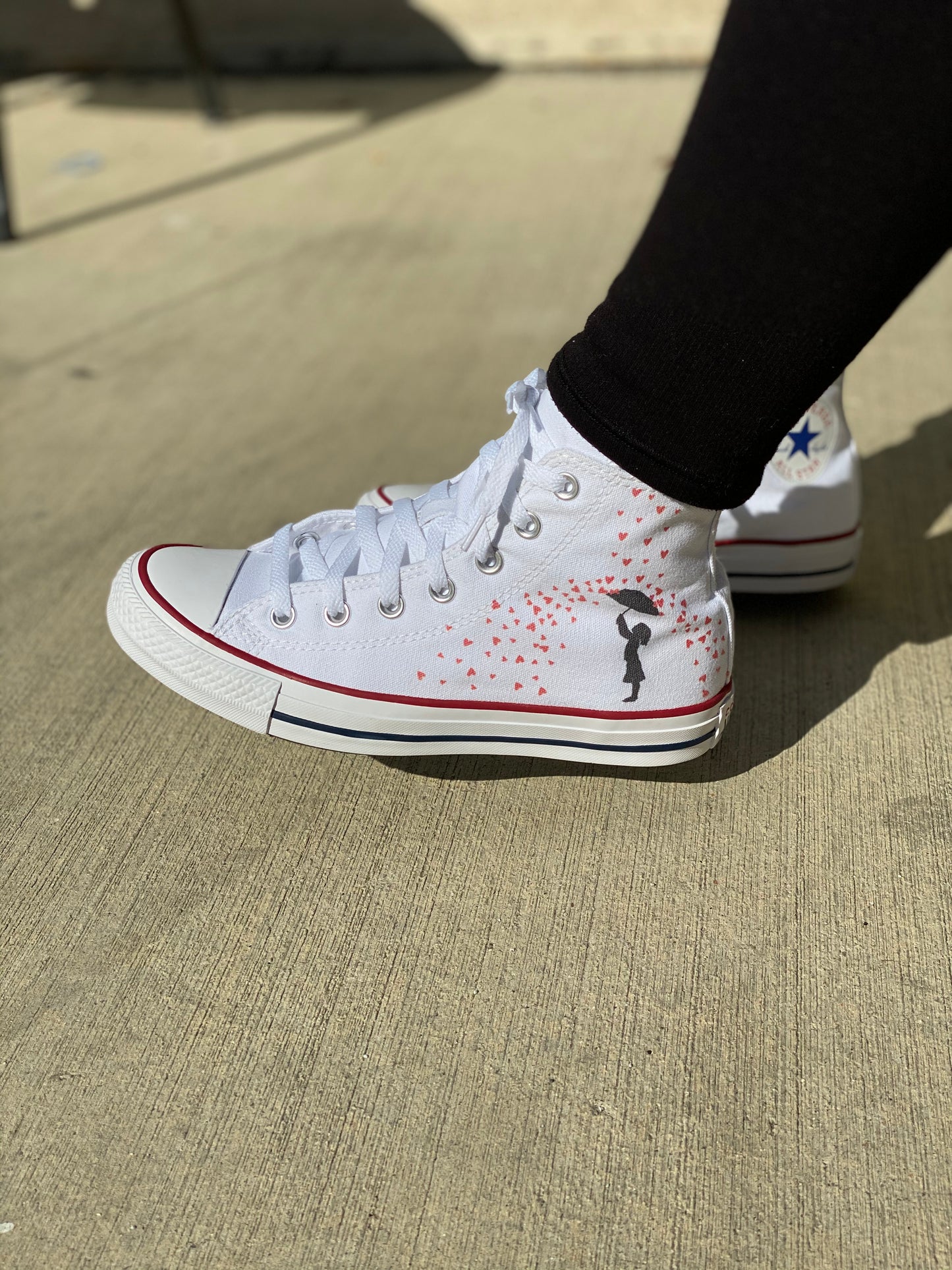 Showered in Love Valentine's Day White High Top Converse