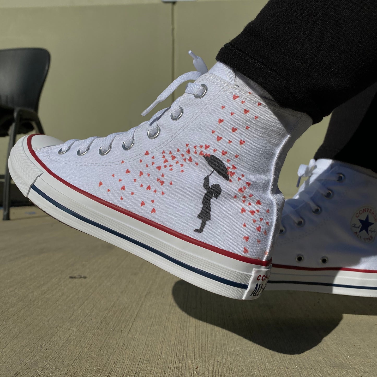Showered in Love Valentine's Day White High Top Converse