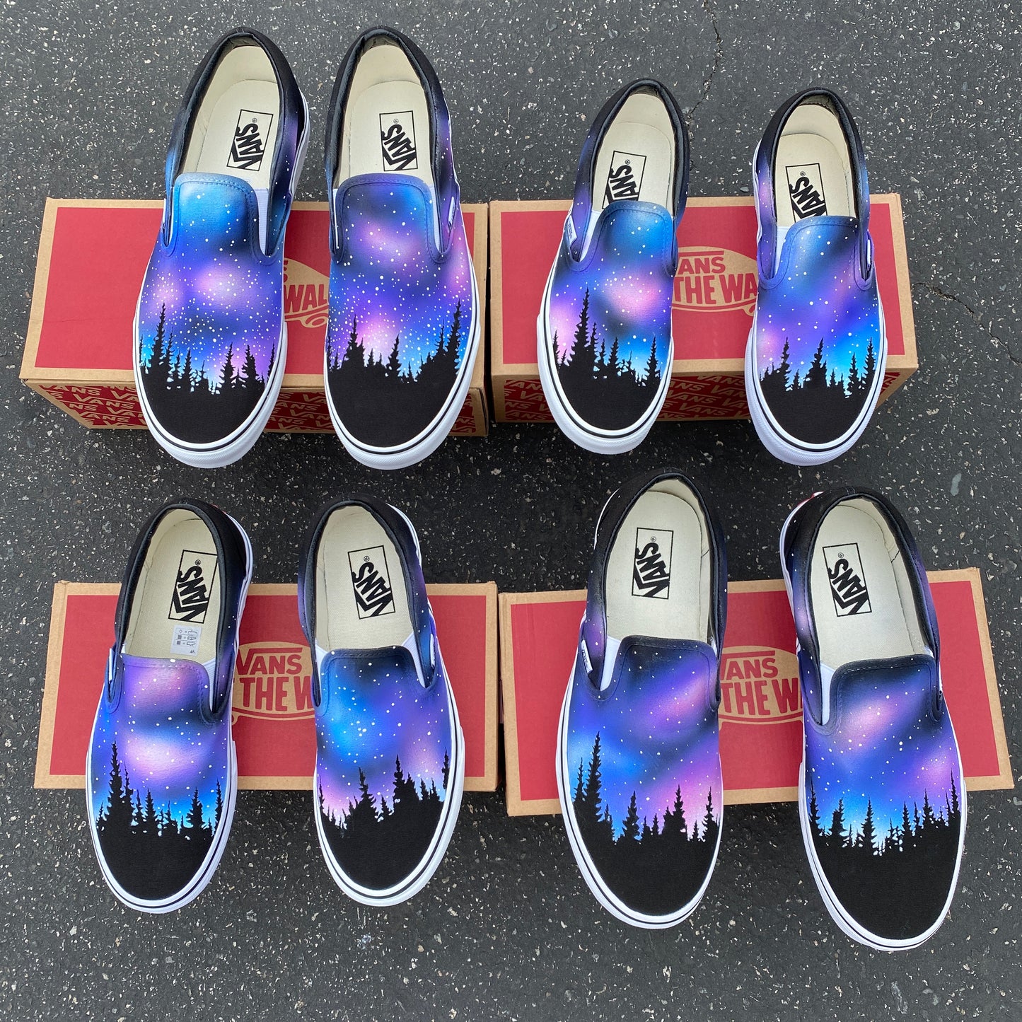 space shoes galaxy forrest vans slip on shoes for women and men