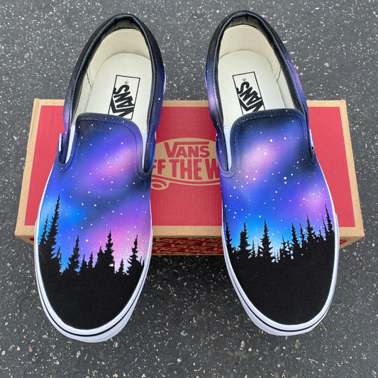 space shoes galaxy forrest vans slip on shoes for women and men
