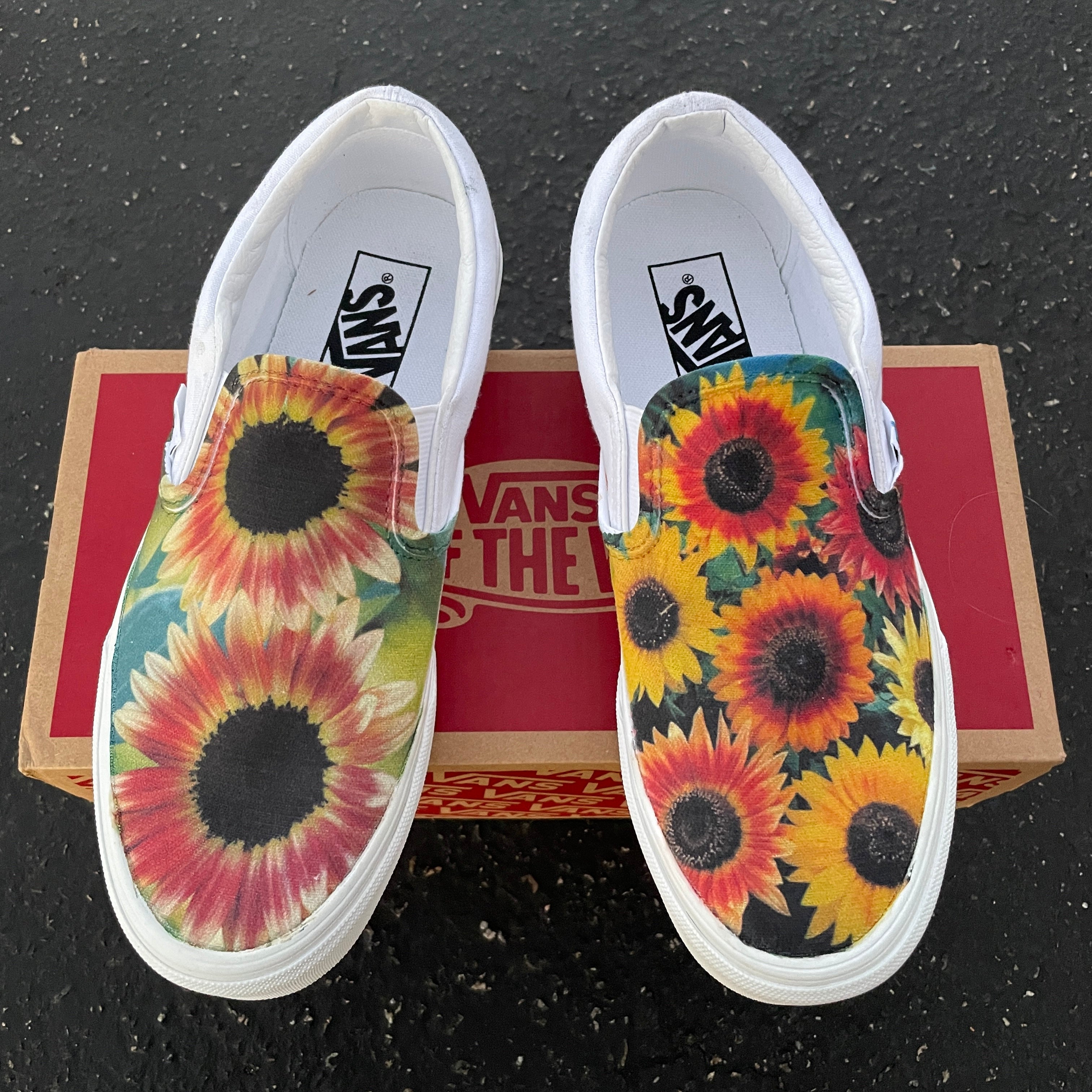 Vans Customs Sunflower Checkerboard Canvas Slip on Sneakers Men