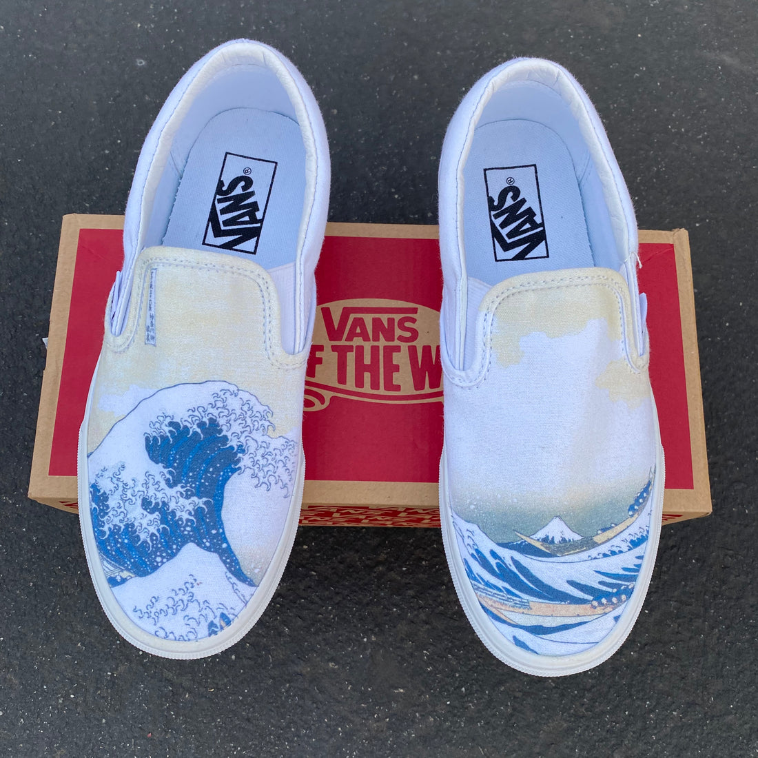 Custom Printed Great Wave Off Kanwagawa Slip On Vans