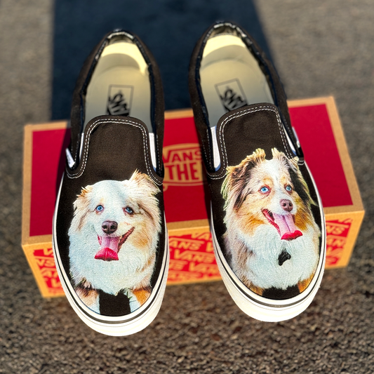 custom dog picture on vans slip on shoes