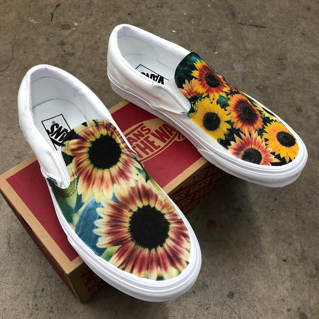 Sunflower Field Wherever You Go - Custom Sun Flower Slip On Vans