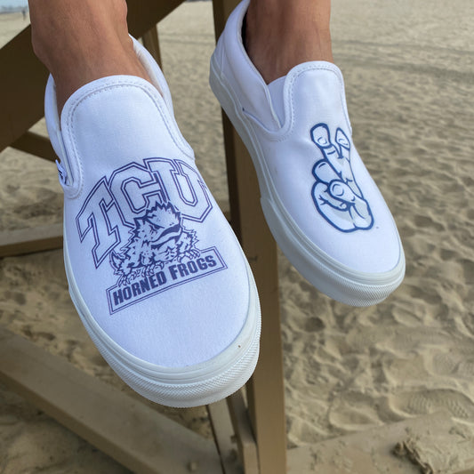 Texas Christian University Vans - Custom Slip On Vans