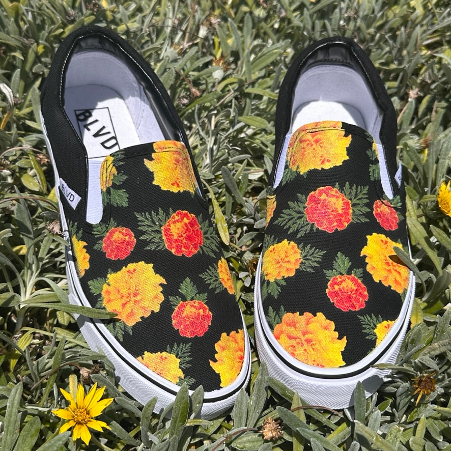 Marigold Flower Slip On Shoes