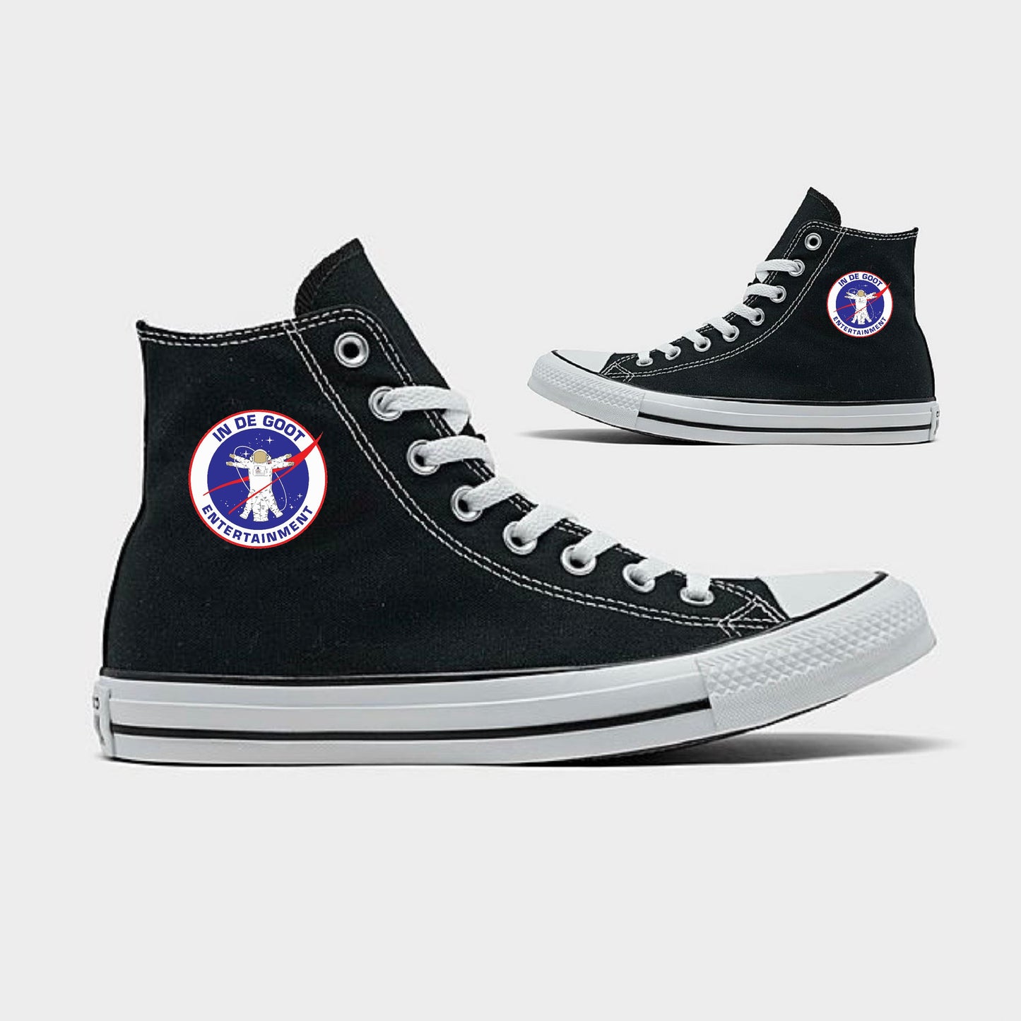 Men's size 9 Black High Top Chucks In De Goot Entertainment - Custom Order