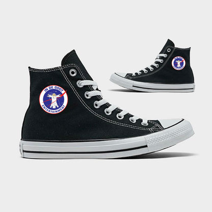 Men's size 9 Black High Top Chucks In De Goot Entertainment - Custom Order