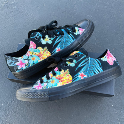floral converse black black custom