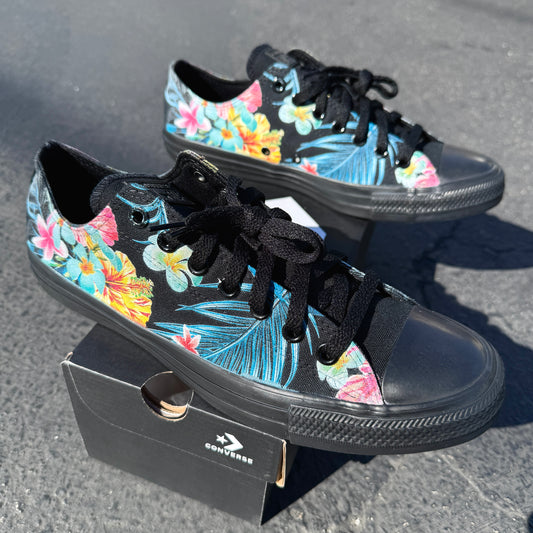 floral converse black black custom