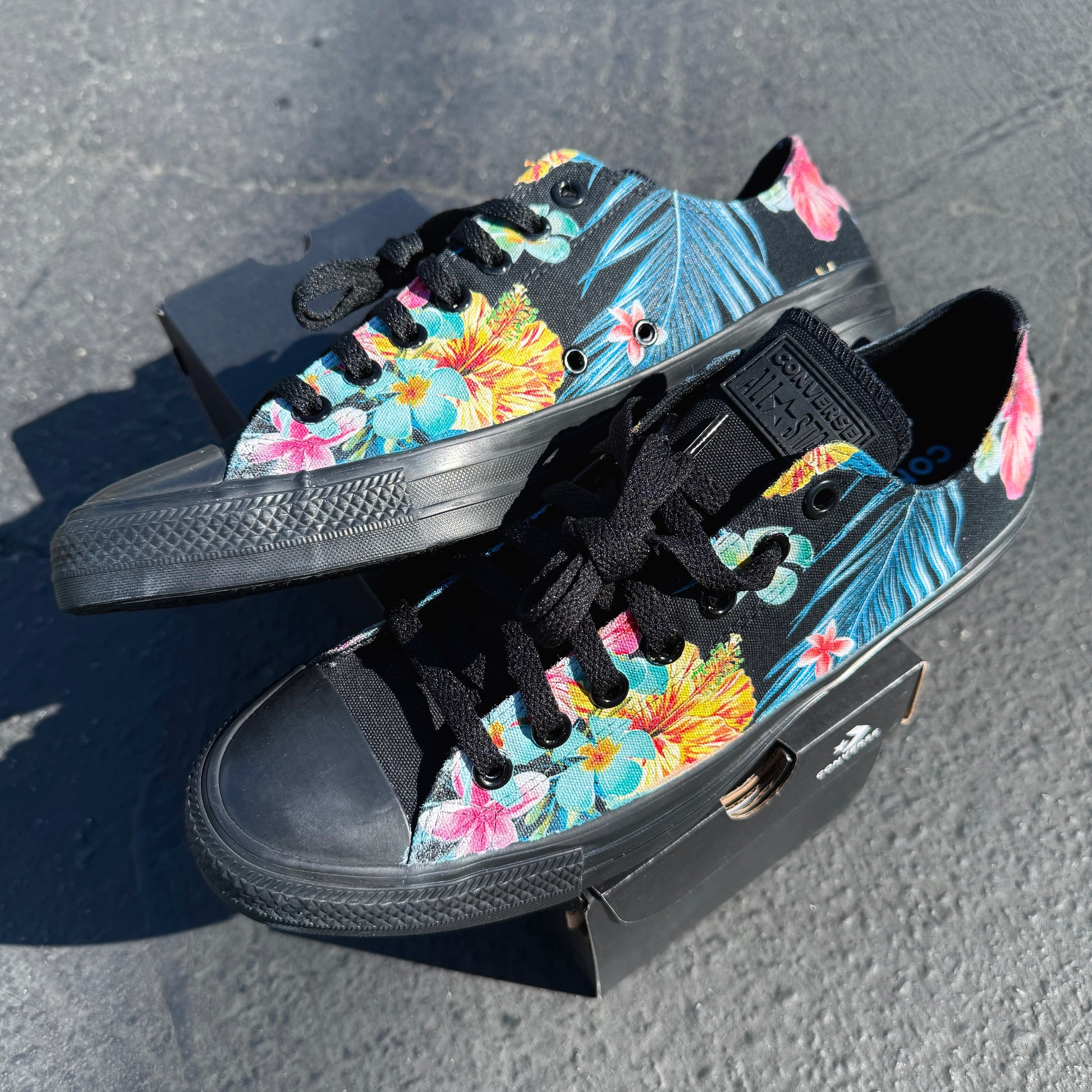 floral converse black black custom