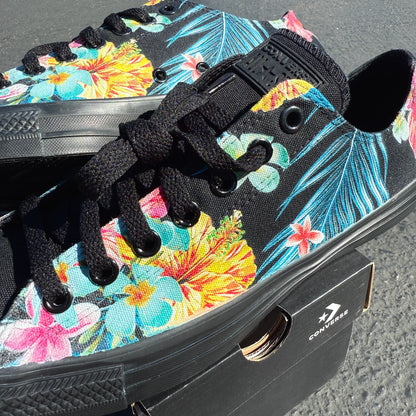 floral converse black black custom