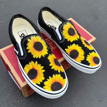 Custom Sunflower slip on Vans shoes for women and men