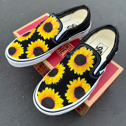 Custom Sunflower slip on Vans shoes for women and men