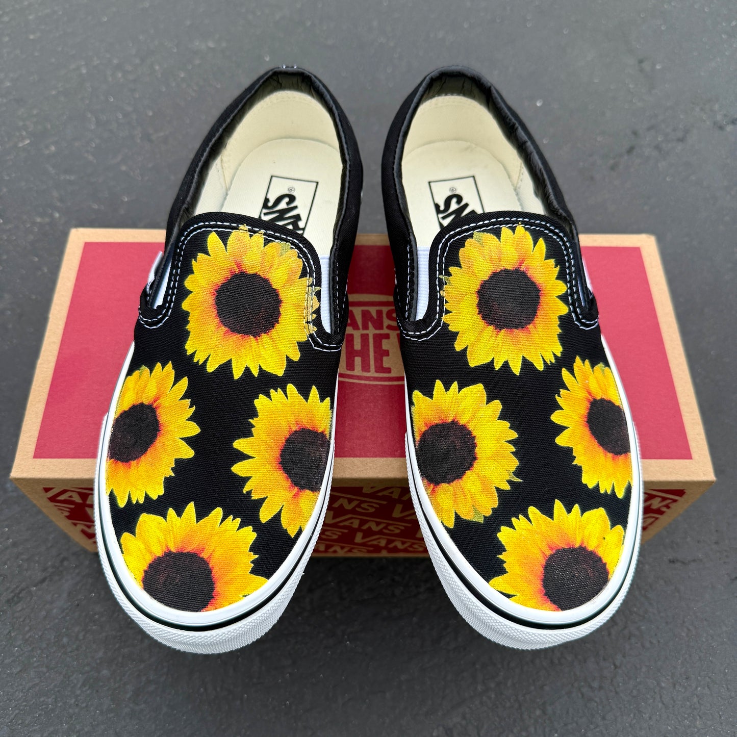 Custom Sunflower slip on Vans shoes for women and men