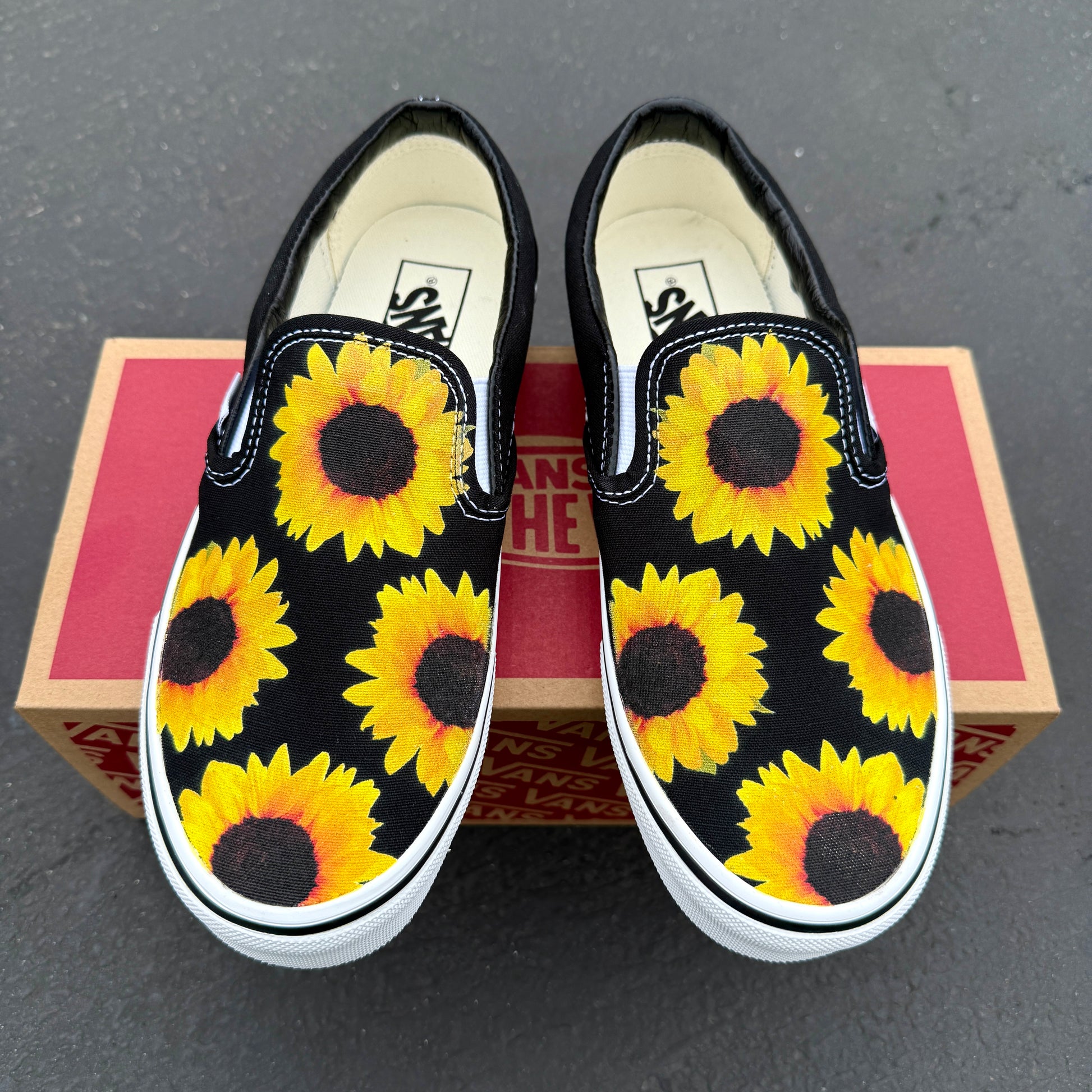 Custom Sunflower slip on Vans shoes for women and men