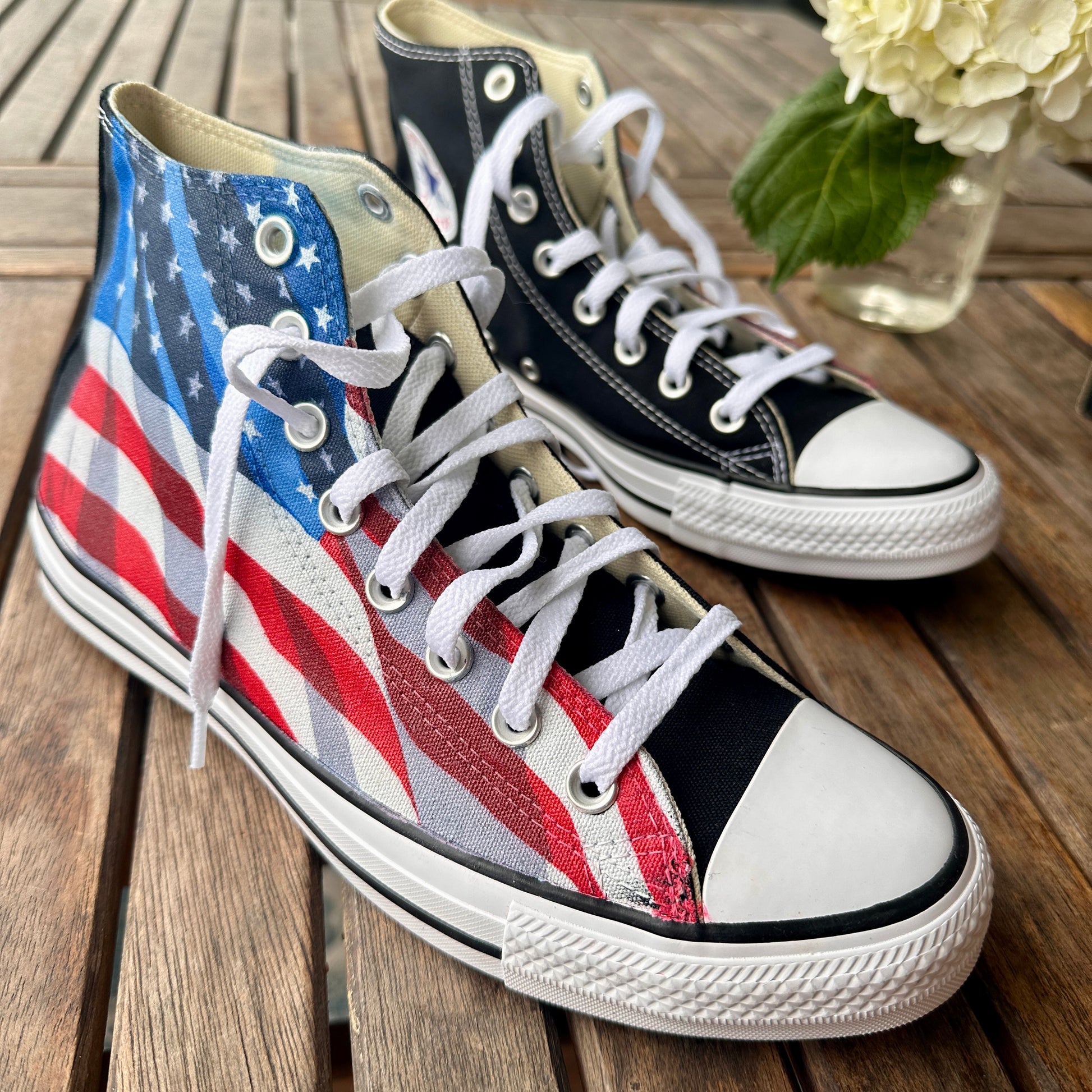 USA American Flag Theme Custom Converse High Top Sneakers