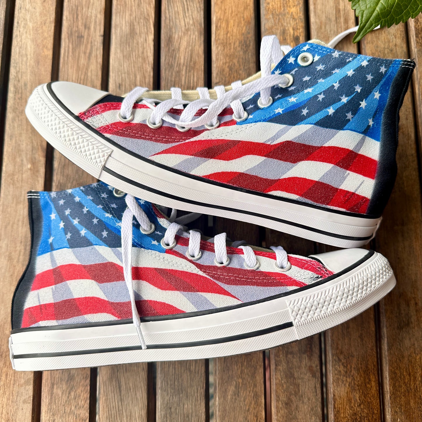 USA American Flag Theme Custom Converse High Top Sneakers