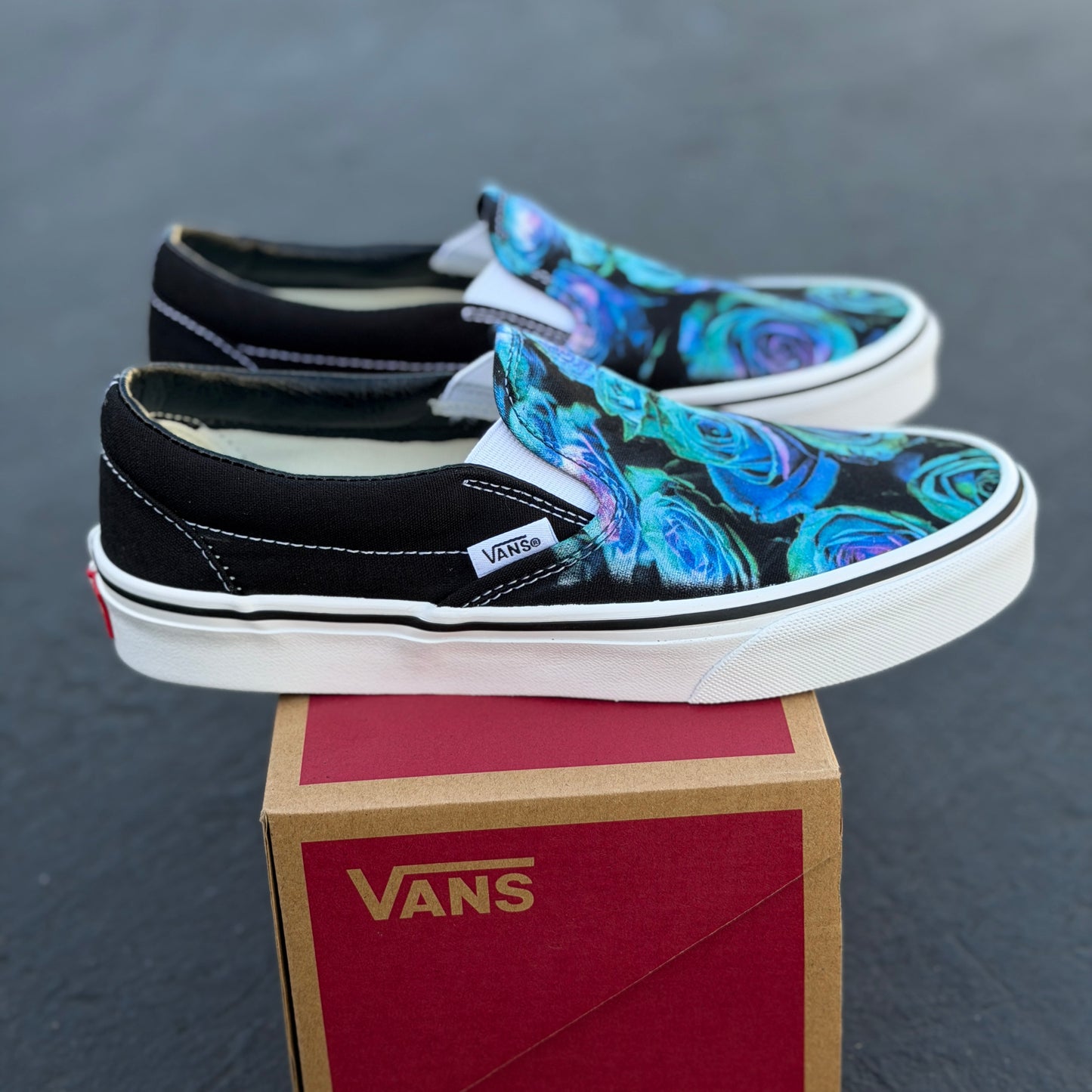 teal flower purple wedding rose bouquet shoes custom paint vans sneakers