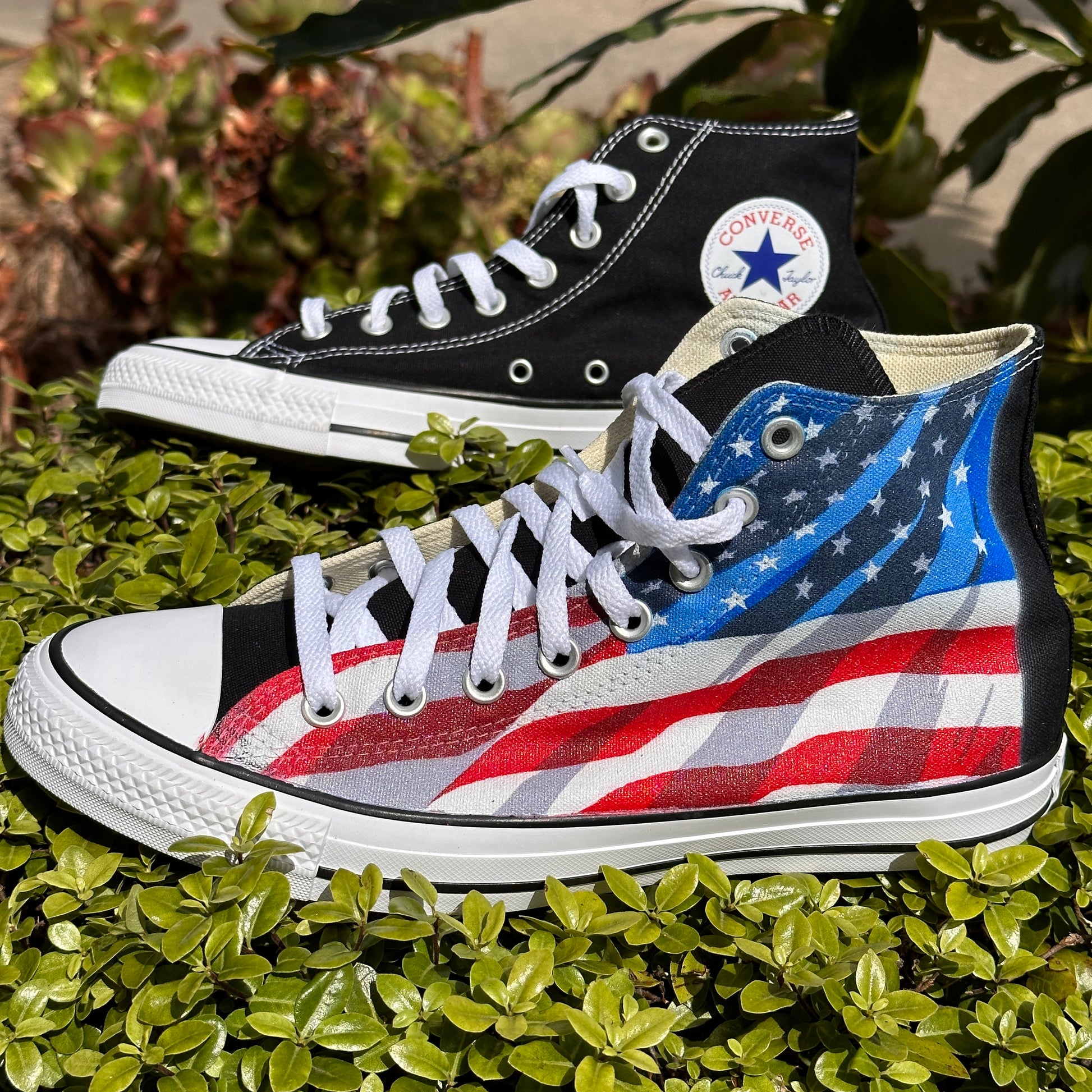 USA American Flag Theme Custom Converse High Top Sneakers