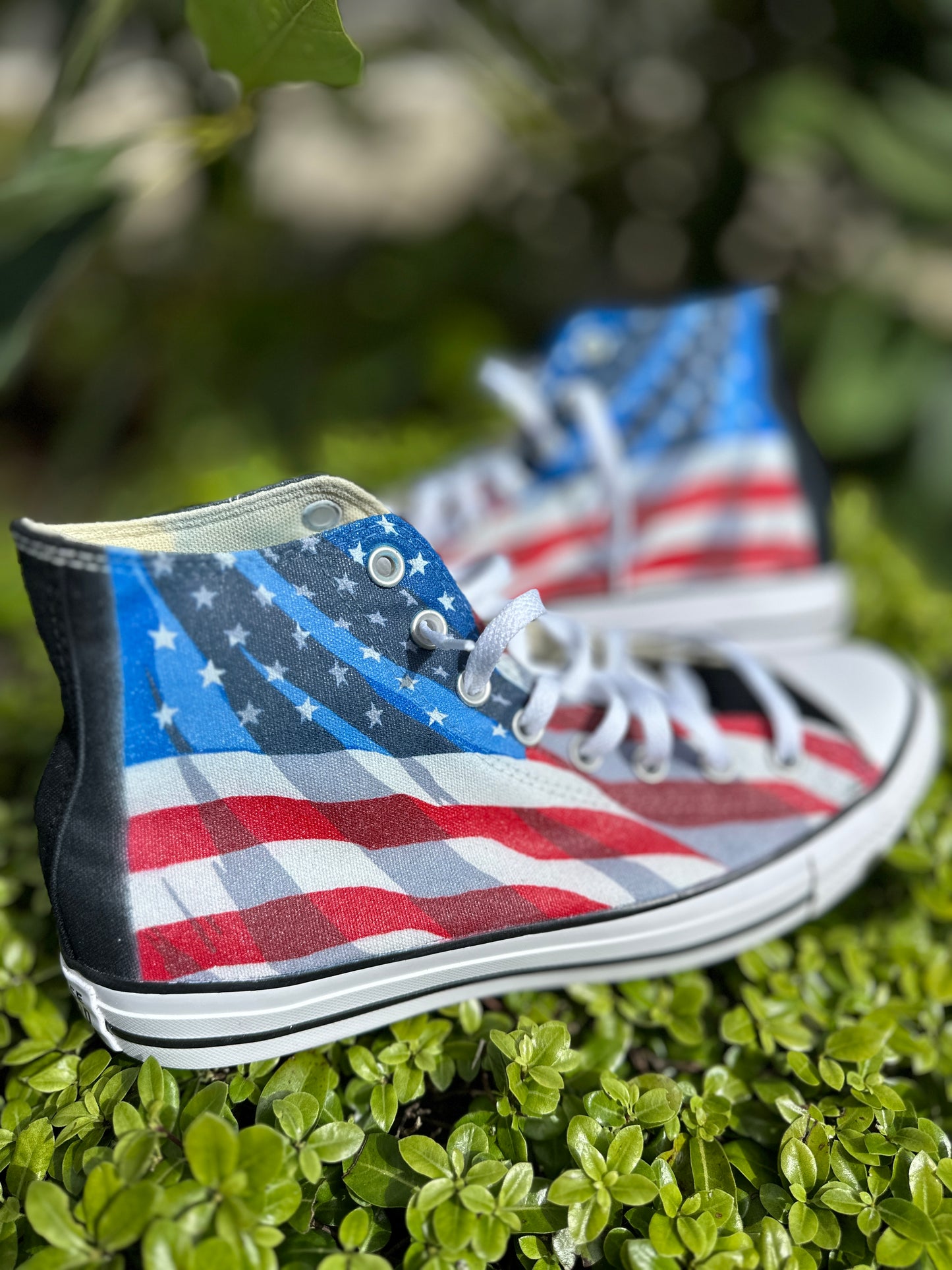 USA American Flag Theme Custom Converse High Top Sneakers