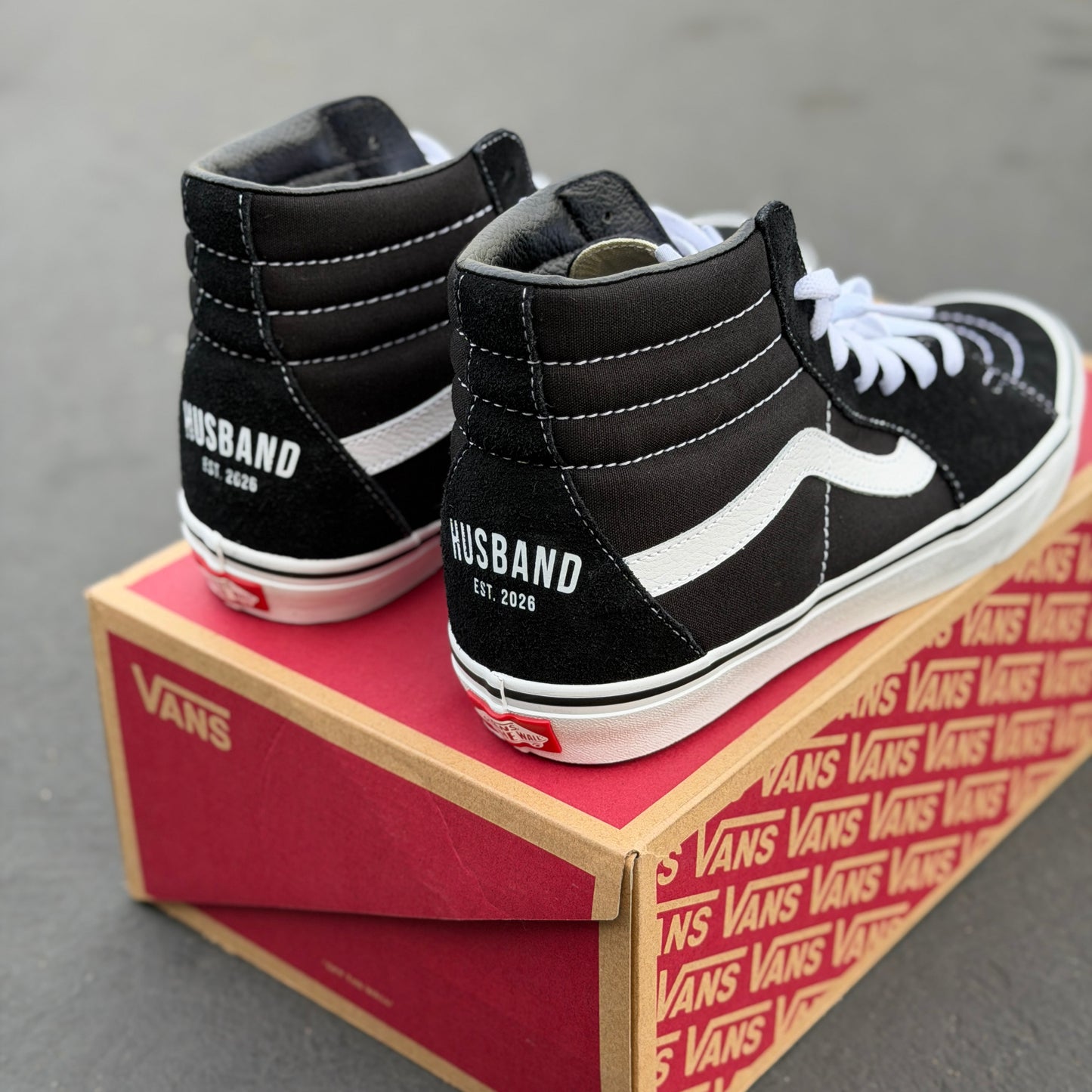 Vans Sk8 Hi Custom HUSBAND EST. 2026 Wedding Vans