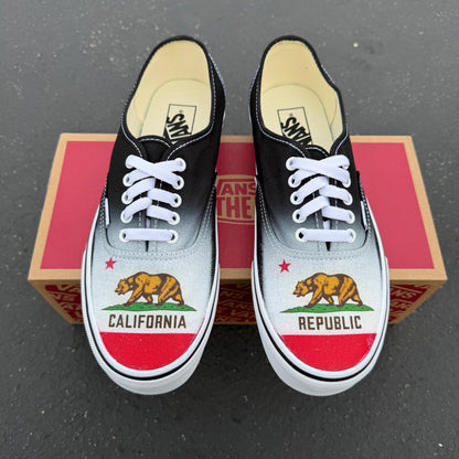 California Republic Flag on black Vans authentic shoes