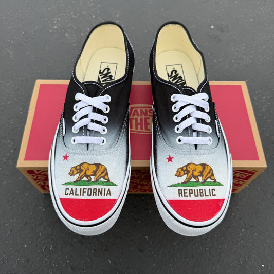 California Republic Flag on black Vans authentic shoes