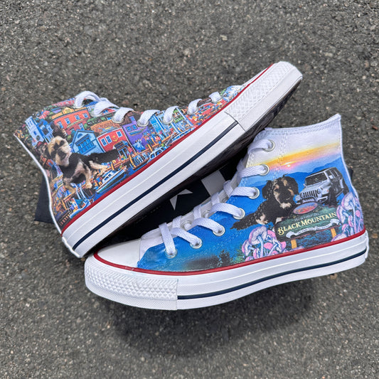 Women's size 7 (Men's 5) White High Top Converse Custom Order