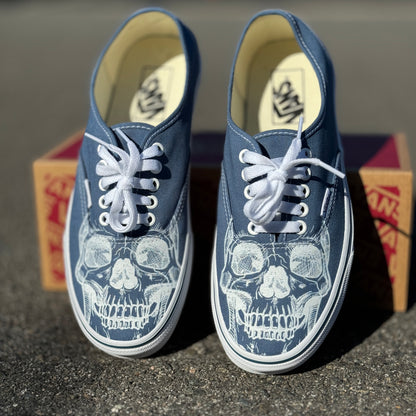 Big Skull Head Navy Authentic Vans Shoes