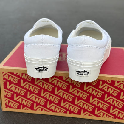 Platform Shoes - Till Death Do Us Part Skeleton Heart Hands White Wedding Vans Platform Slip On Shoes for Women