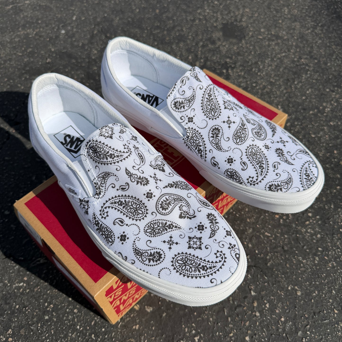 paisley custom slip on vans shoes