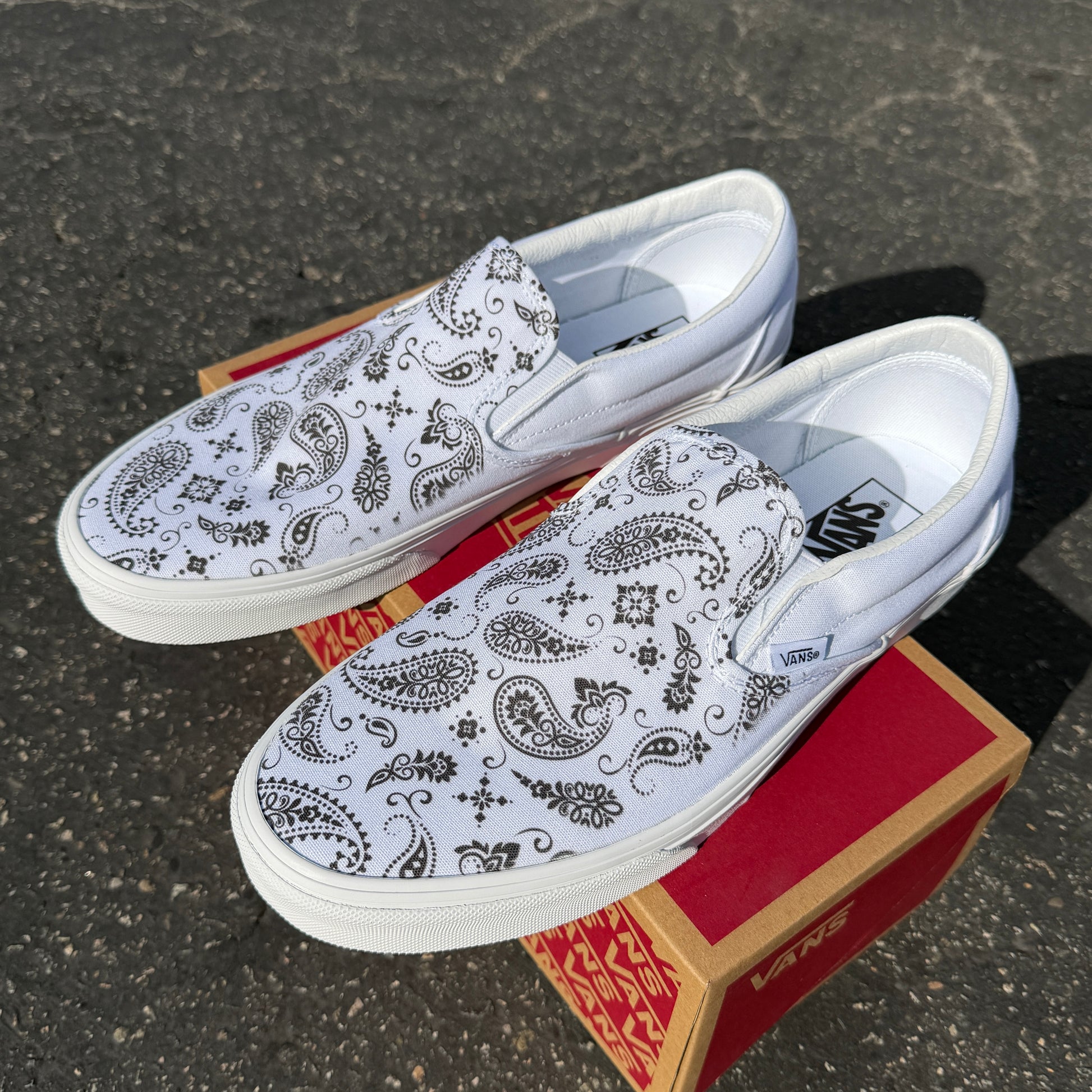 paisley custom slip on vans shoes