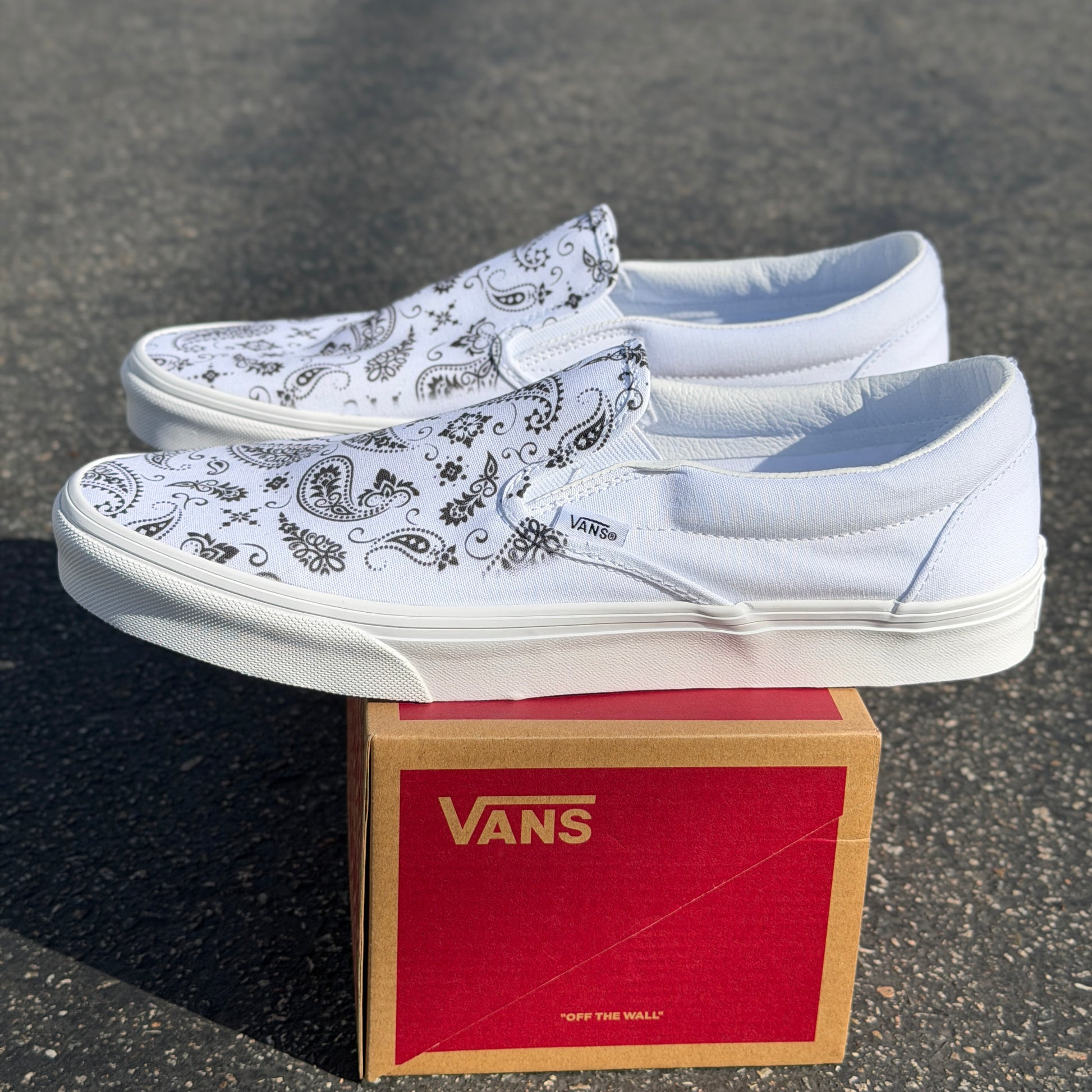 paisley custom slip on vans shoes