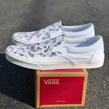 paisley custom slip on vans shoes