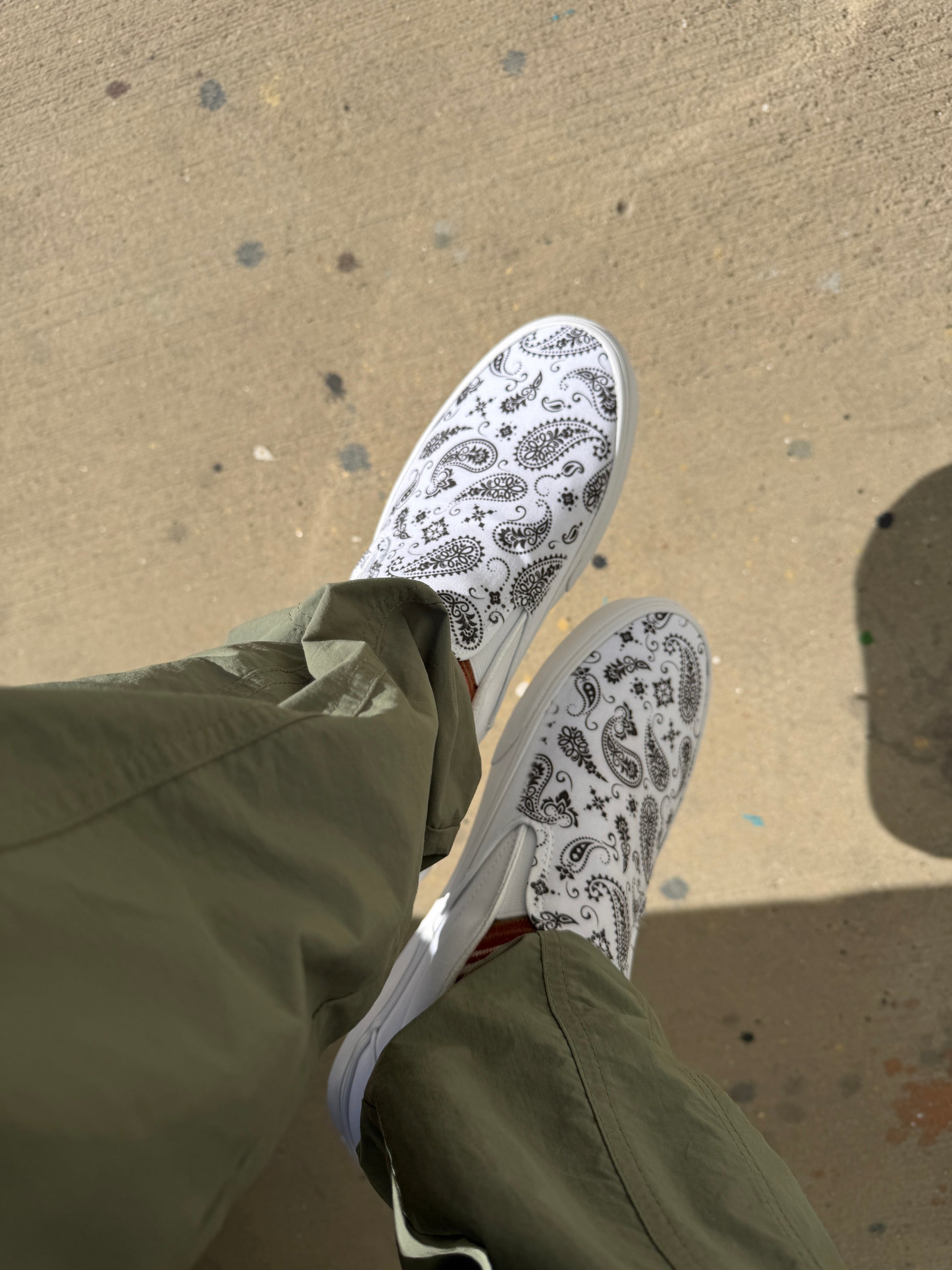 paisley custom slip on vans shoes