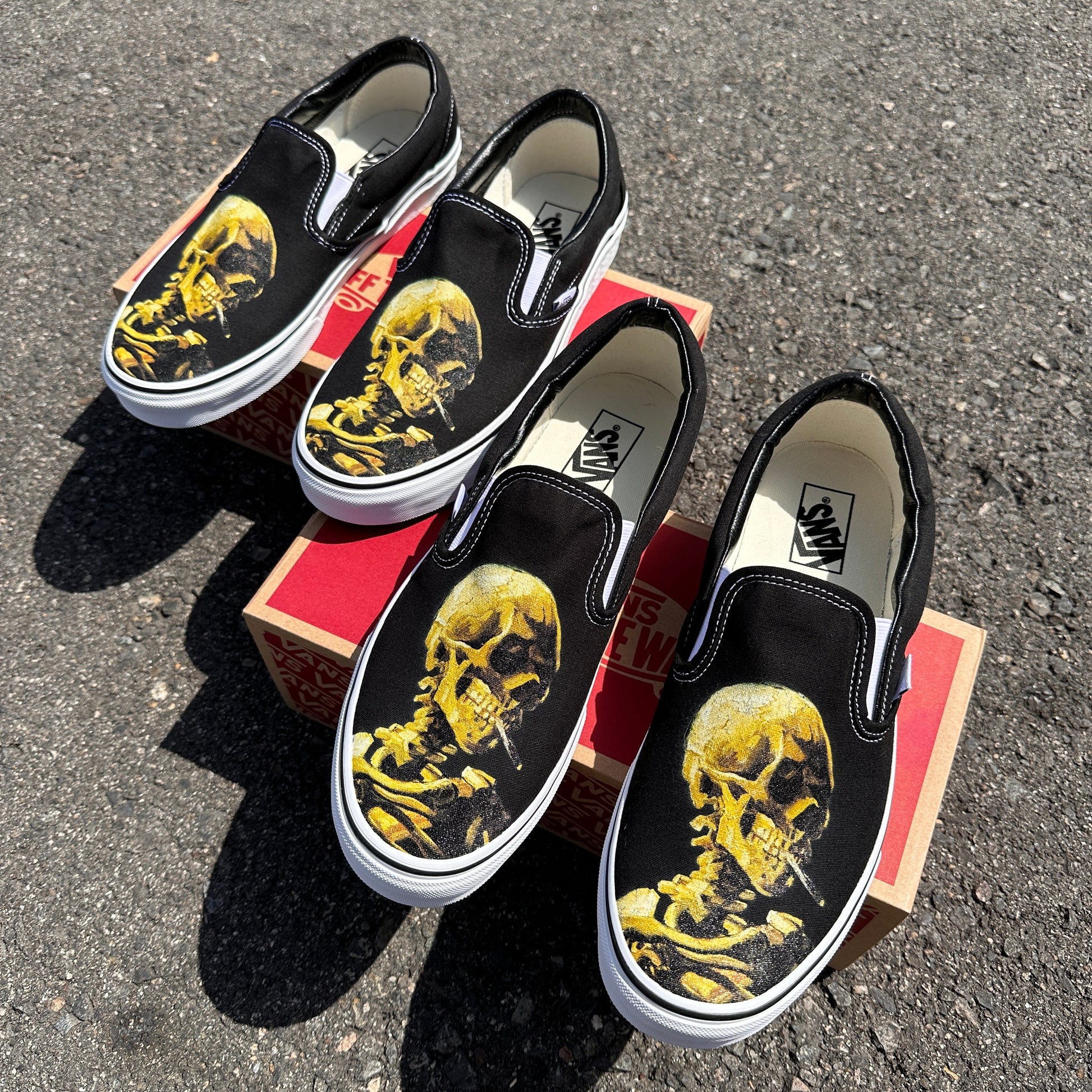 Van Gogh Custom Skull Vans Van Gogh Skulls Slip-on Vans Brand Shoes